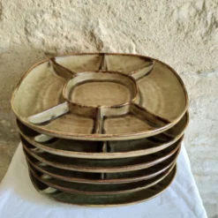 Assiettes à tapas en céramique façon grès 1970