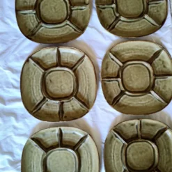 Assiettes à tapas en céramique façon grès 1970