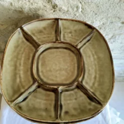 Assiettes à tapas en céramique façon grès 1970