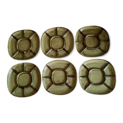 Assiettes à tapas en céramique façon grès 1970