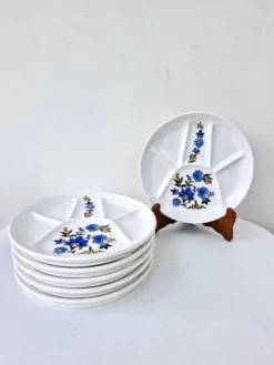 6 assiettes vintage compartimentées faïence collection bali saint amand