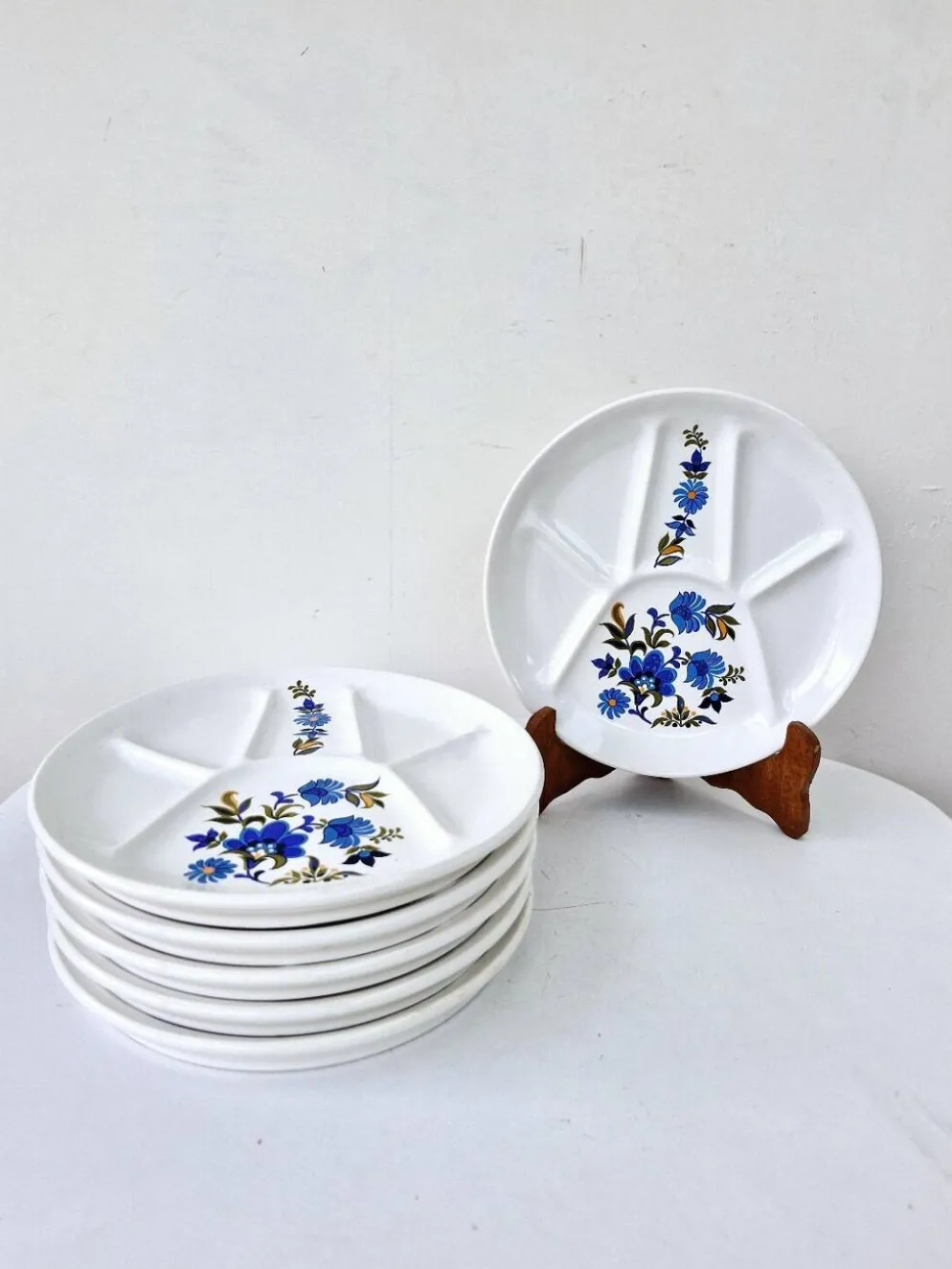 6 assiettes vintage compartimentées faïence collection bali saint amand