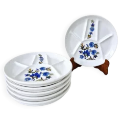 6 assiettes vintage compartimentées faïence collection bali saint amand
