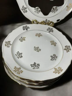 6 assiettes vintage en porcelaine de Limoges – Pâtes & Émaux – Décor d