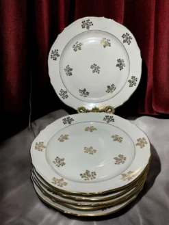 6 assiettes vintage en porcelaine de Limoges – Pâtes & Émaux – Décor d