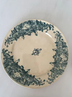 Assiette Terre de Fer Badonviller Marine • Décor bleu romantique • Ass