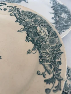 Assiette Terre de Fer Badonviller Marine • Décor bleu romantique • Ass