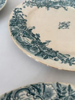 Assiette Terre de Fer Badonviller Marine • Décor bleu romantique • Ass