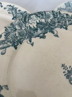 Assiette Terre de Fer Badonviller Marine • Décor bleu romantique • Ass