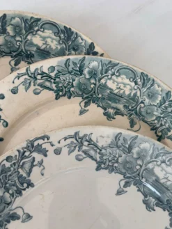 Assiette Terre de Fer Badonviller Marine • Décor bleu romantique • Ass