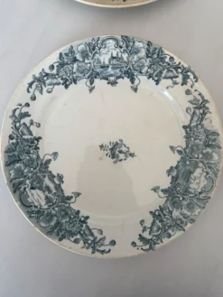 Assiette Terre de Fer Badonviller Marine • Décor bleu romantique • Ass