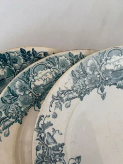 Assiette Terre de Fer Badonviller Marine • Décor bleu romantique • Ass