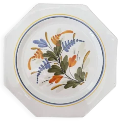 Assiette vintage octogonale peinte à la main