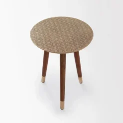 Aura Brass Clad Side Table: Handmade Bronze Accent Table