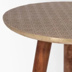 Aura Brass Clad Side Table: Handmade Bronze Accent Table