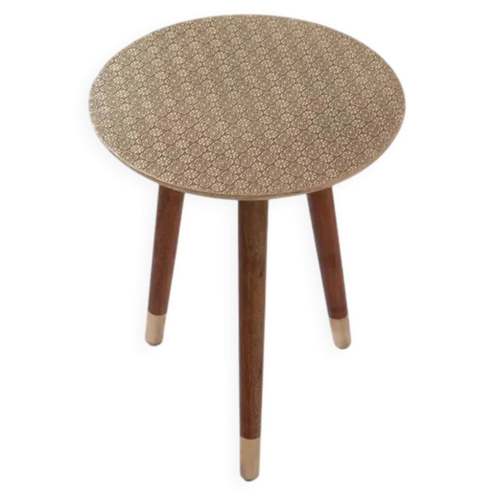Aura Brass Clad Side Table: Handmade Bronze Accent Table