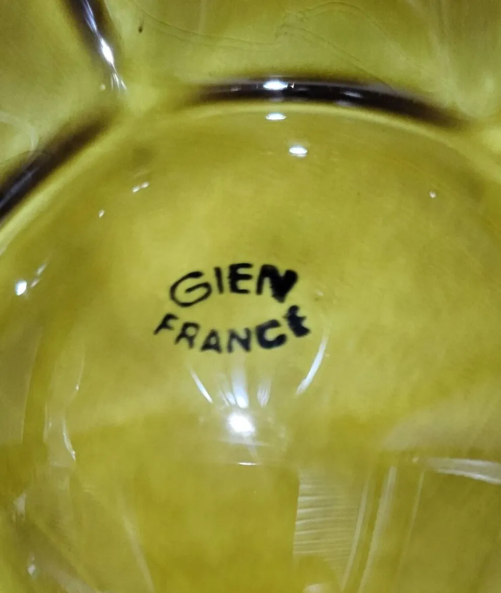 Authentique ancien service à huîtres Vintage signé Gien France