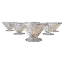 Baccarat - 6 coupes à champagne cristal modèle REX vers 1920/30 Art déco