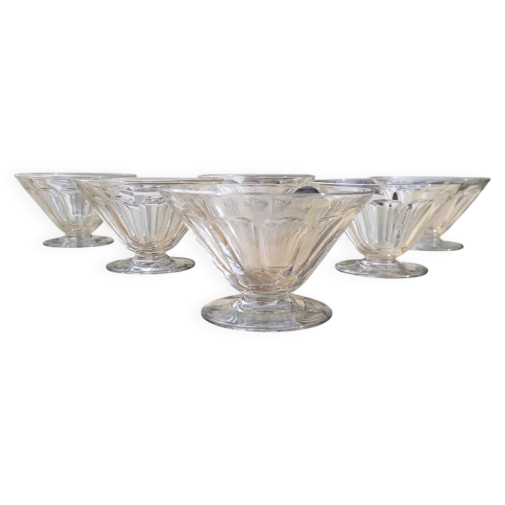 Baccarat - 6 coupes à champagne cristal modèle REX vers 1920/30 Art déco