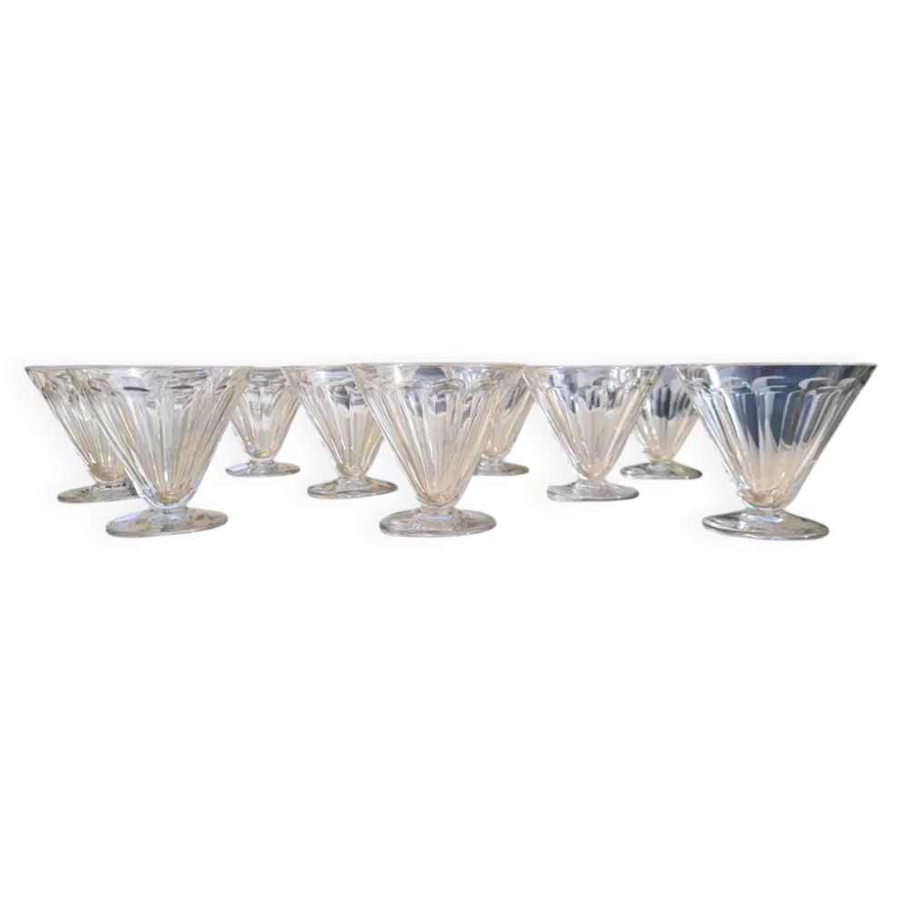 Baccarat - 9 verres à vin en cristal modèle REX vers 1920/30 Art déco