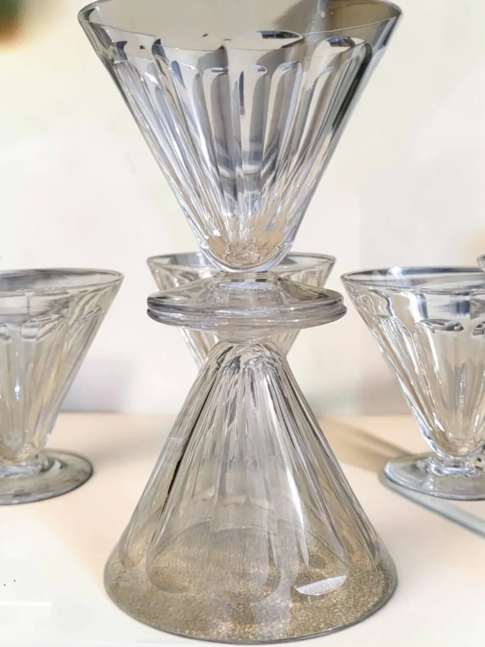 Baccarat - 9 verres à vin en cristal modèle REX vers 1920/30 Art déco