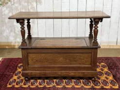 Banc coffre anglais en chêne des années 30 pouvant faire console