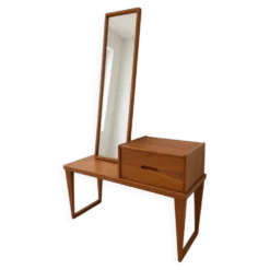 Banc et miroir en teck par Kai Kristiansen pour Aksel Kjersgaard, années 1960.