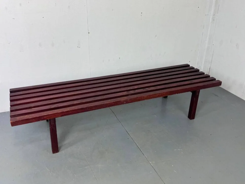 Banc table basse en lattes de wengé en bois moderniste du milieu du siècle par Gijs Bakker pour Castelijn, années 1970.