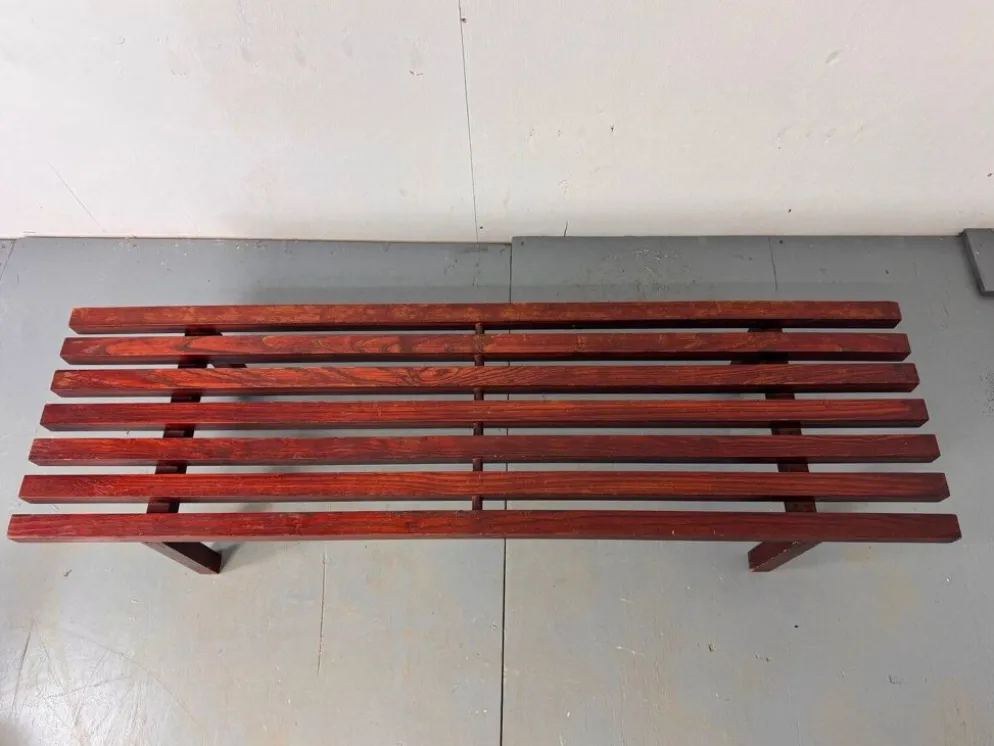 Banc table basse en lattes de wengé en bois moderniste du milieu du siècle par Gijs Bakker pour Castelijn, années 1970.