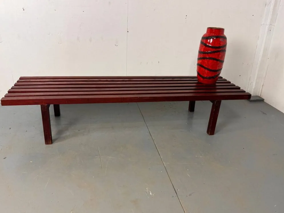 Banc table basse en lattes de wengé en bois moderniste du milieu du siècle par Gijs Bakker pour Castelijn, années 1970.