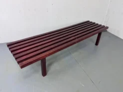 Banc table basse en lattes de wengé en bois moderniste du milieu du siècle par Gijs Bakker pour Castelijn, années 1970.