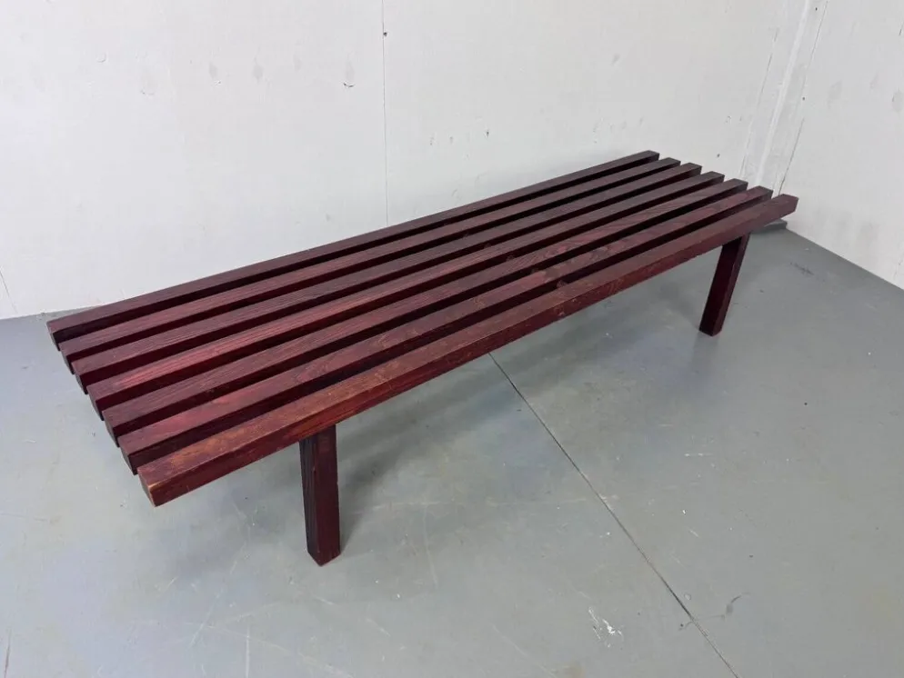 Banc table basse en lattes de wengé en bois moderniste du milieu du siècle par Gijs Bakker pour Castelijn, années 1970.