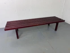 Banc table basse en lattes de wengé en bois moderniste du milieu du siècle par Gijs Bakker pour Castelijn, années 1970.