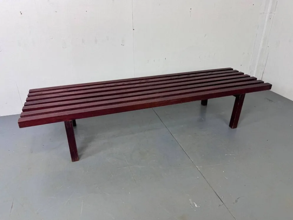 Banc table basse en lattes de wengé en bois moderniste du milieu du siècle par Gijs Bakker pour Castelijn, années 1970.