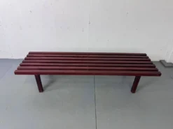 Banc table basse en lattes de wengé en bois moderniste du milieu du siècle par Gijs Bakker pour Castelijn, années 1970.