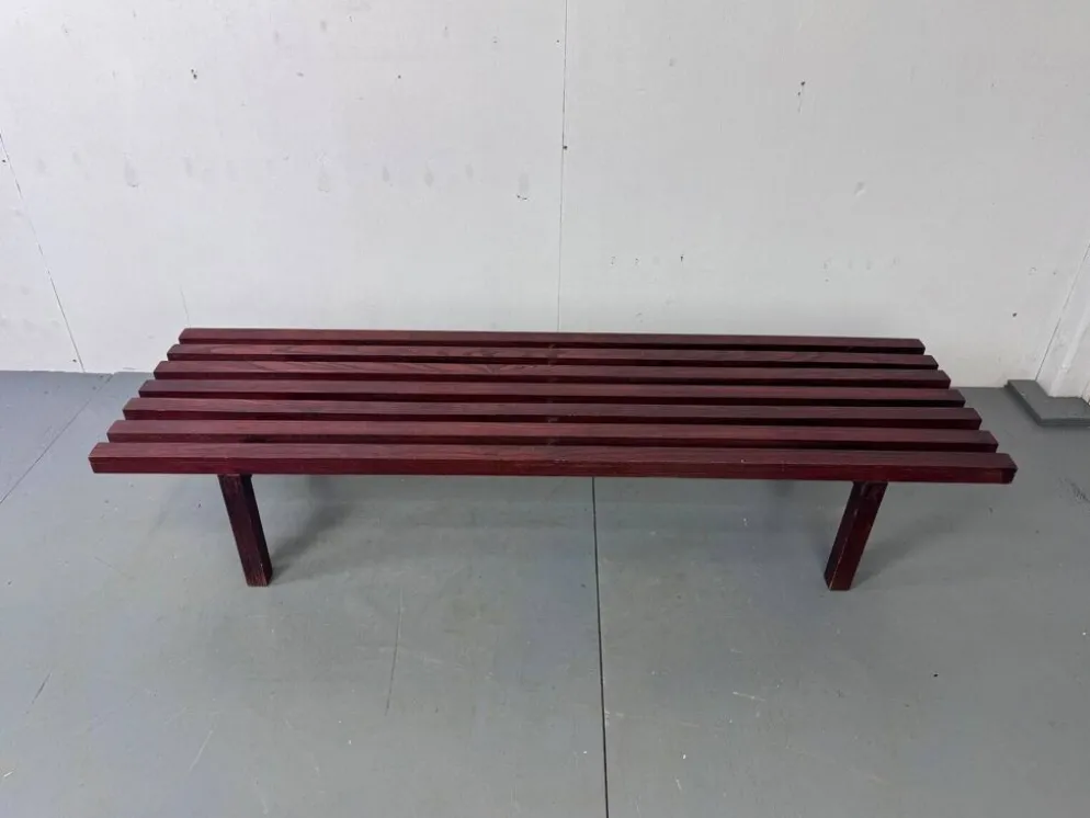 Banc table basse en lattes de wengé en bois moderniste du milieu du siècle par Gijs Bakker pour Castelijn, années 1970.