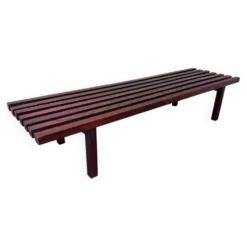 Banc table basse en lattes de wengé en bois moderniste du milieu du siècle par Gijs Bakker pour Castelijn, années 1970.