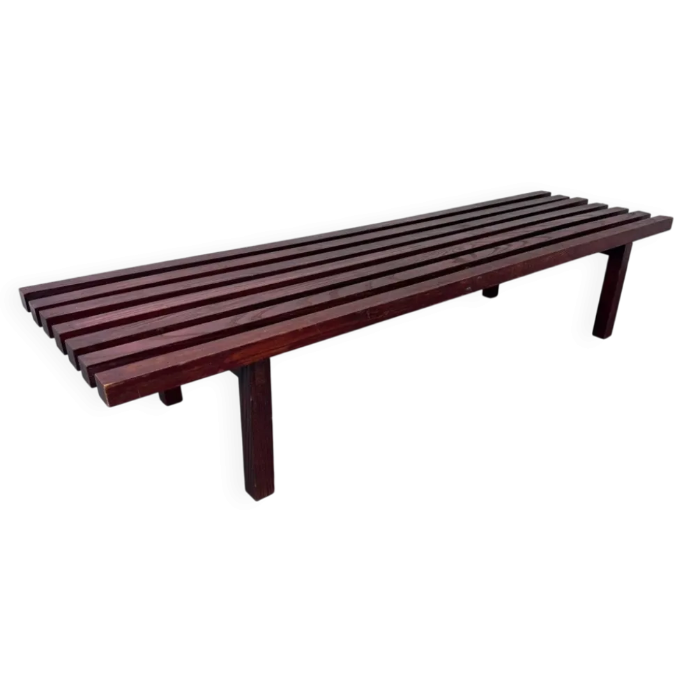 Banc table basse en lattes de wengé en bois moderniste du milieu du siècle par Gijs Bakker pour Castelijn, années 1970.