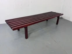 Banc table basse en lattes de wengé en bois moderniste du milieu du siècle par Gijs Bakker pour Castelijn, années 1970.