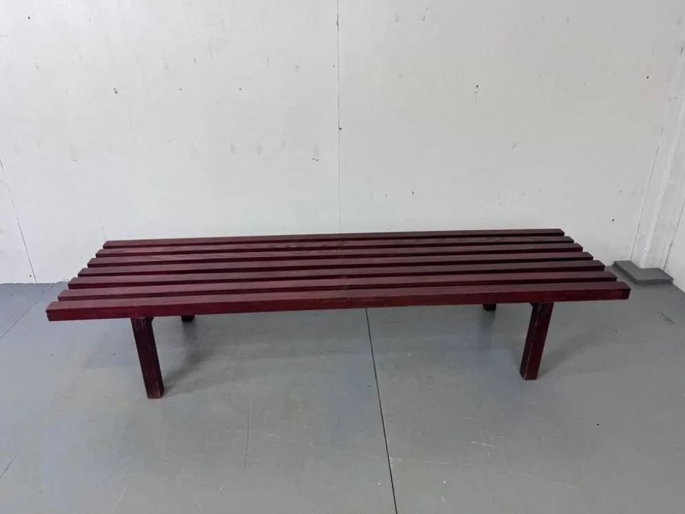 Banc table basse en lattes de wengé en bois moderniste du milieu du siècle par Gijs Bakker pour Castelijn, années 1970.