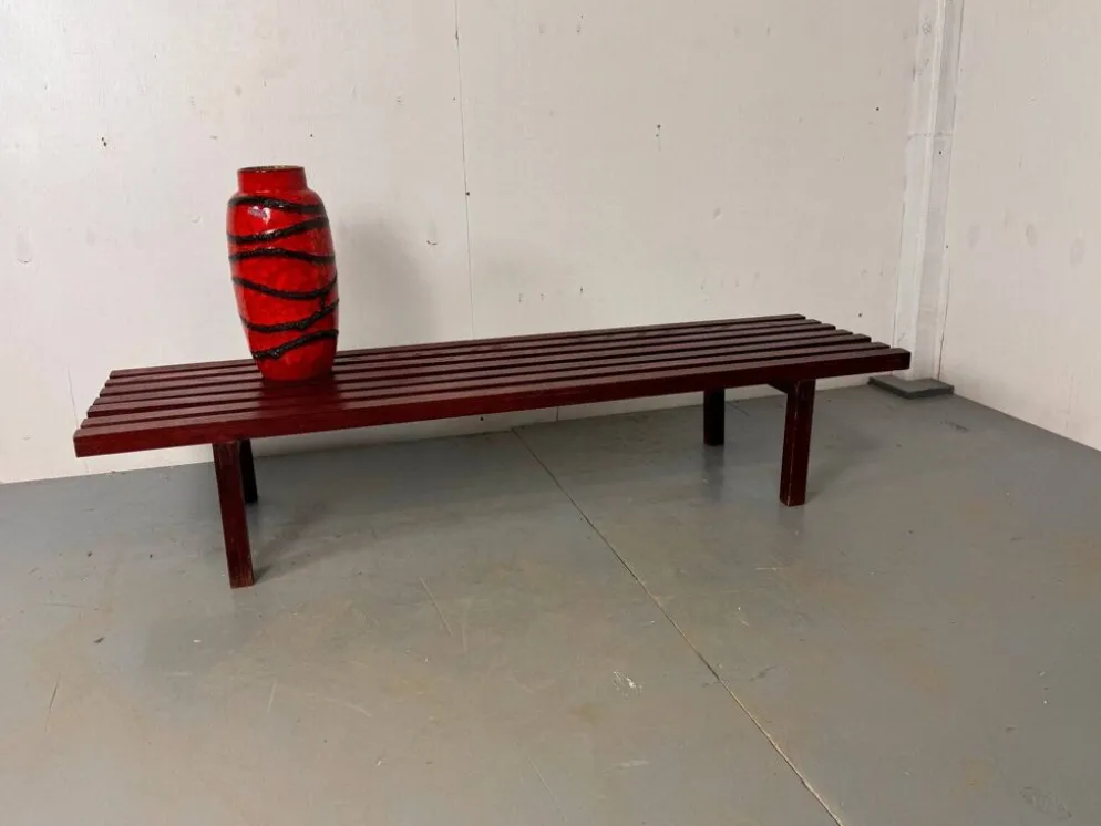 Banc table basse en lattes de wengé en bois moderniste du milieu du siècle par Gijs Bakker pour Castelijn, années 1970.