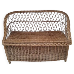 Banquette de rangement pour enfant en rotin