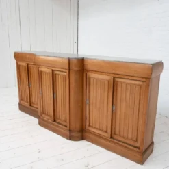 Bar Art Déco français vintage en noyer et marbre, 1920