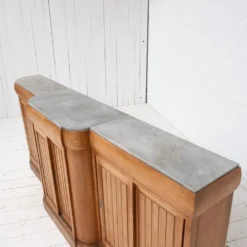 Bar Art Déco français vintage en noyer et marbre, 1920