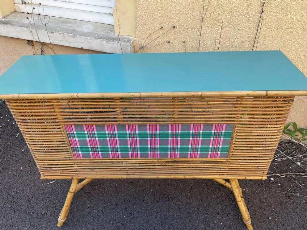 Bar bambou rotin vintage