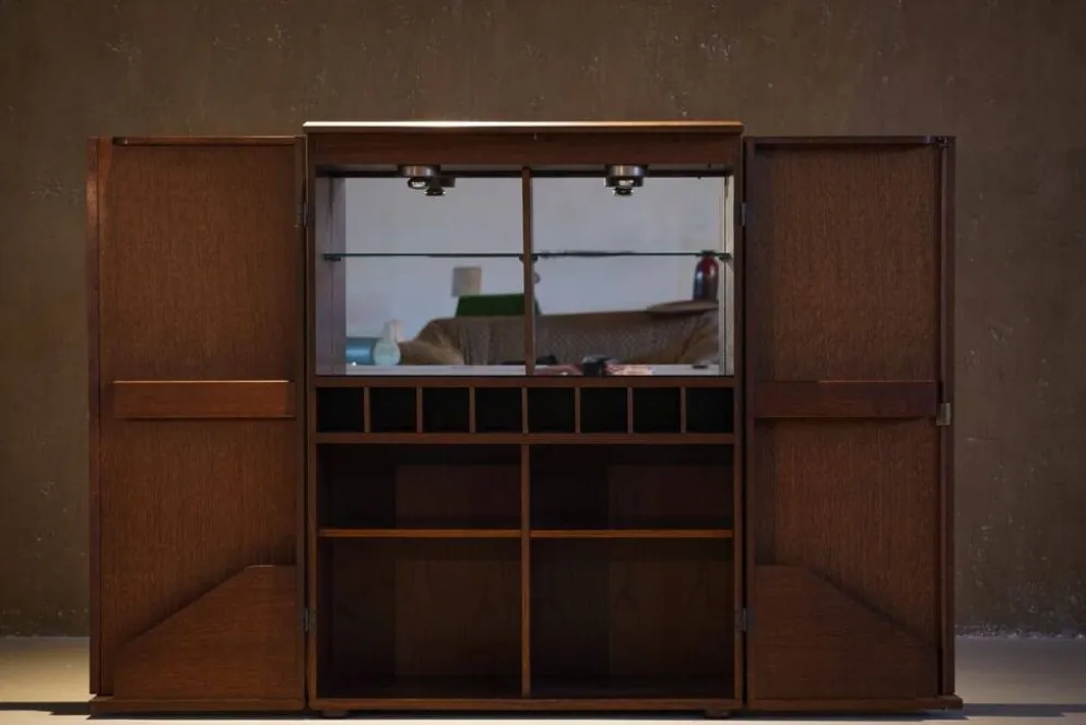 Bar/buffet en noyer vintage, Allemagne années 1980