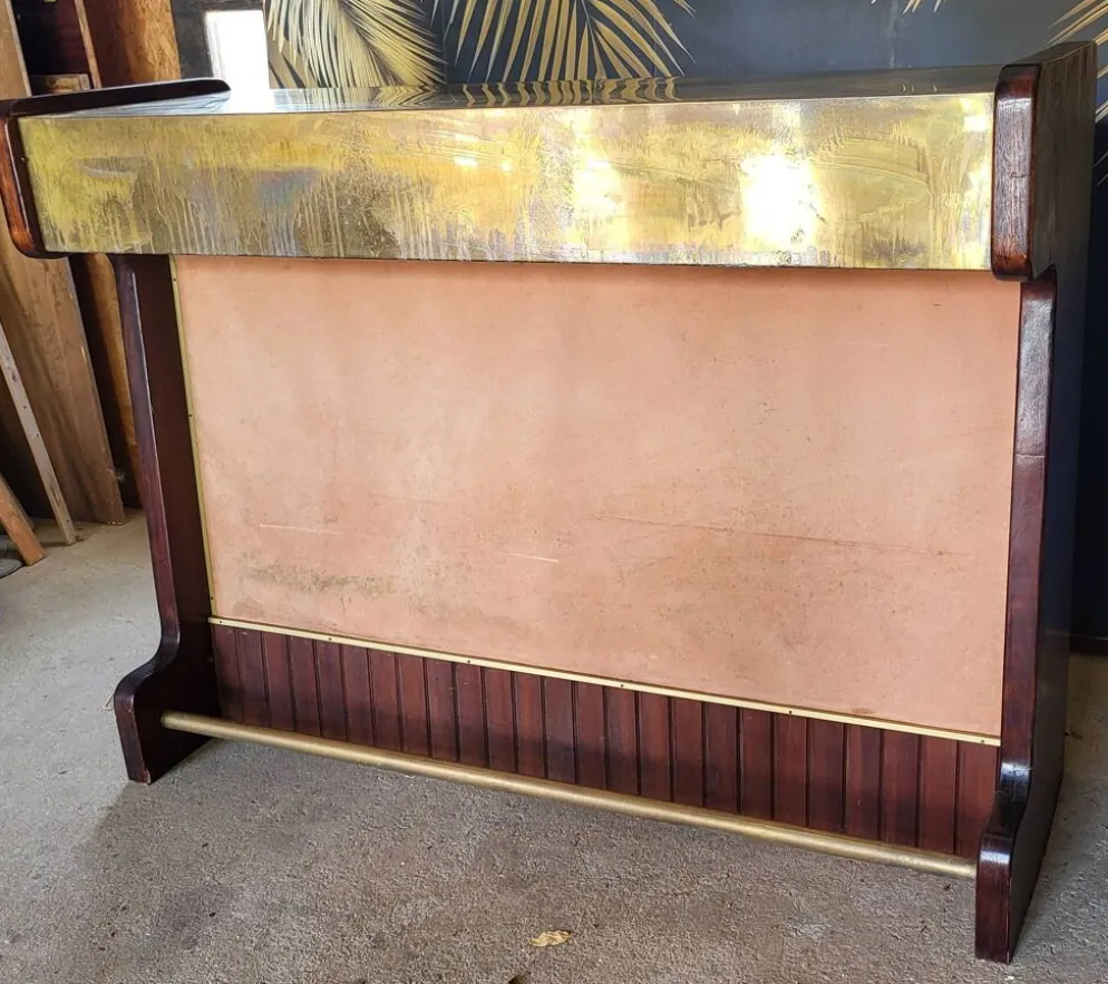Bar comptoir Palissandre et Laiton vintage 1960