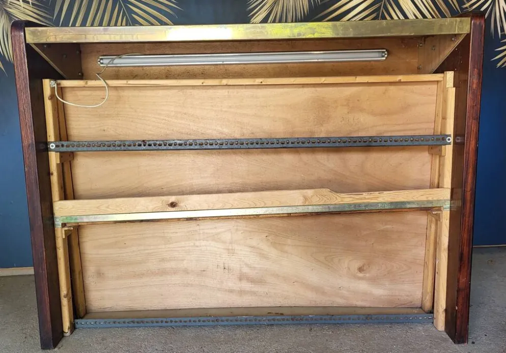 Bar comptoir Palissandre et Laiton vintage 1960