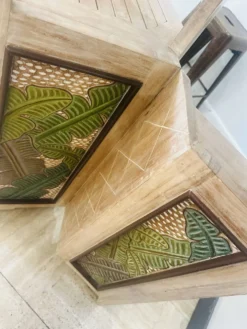 Bar comptoir vintage pliant sur roulette bois
