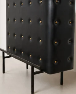 Bar d'appartement / comptoir en simili cuir noir Vintage 1950 Stl Adnet